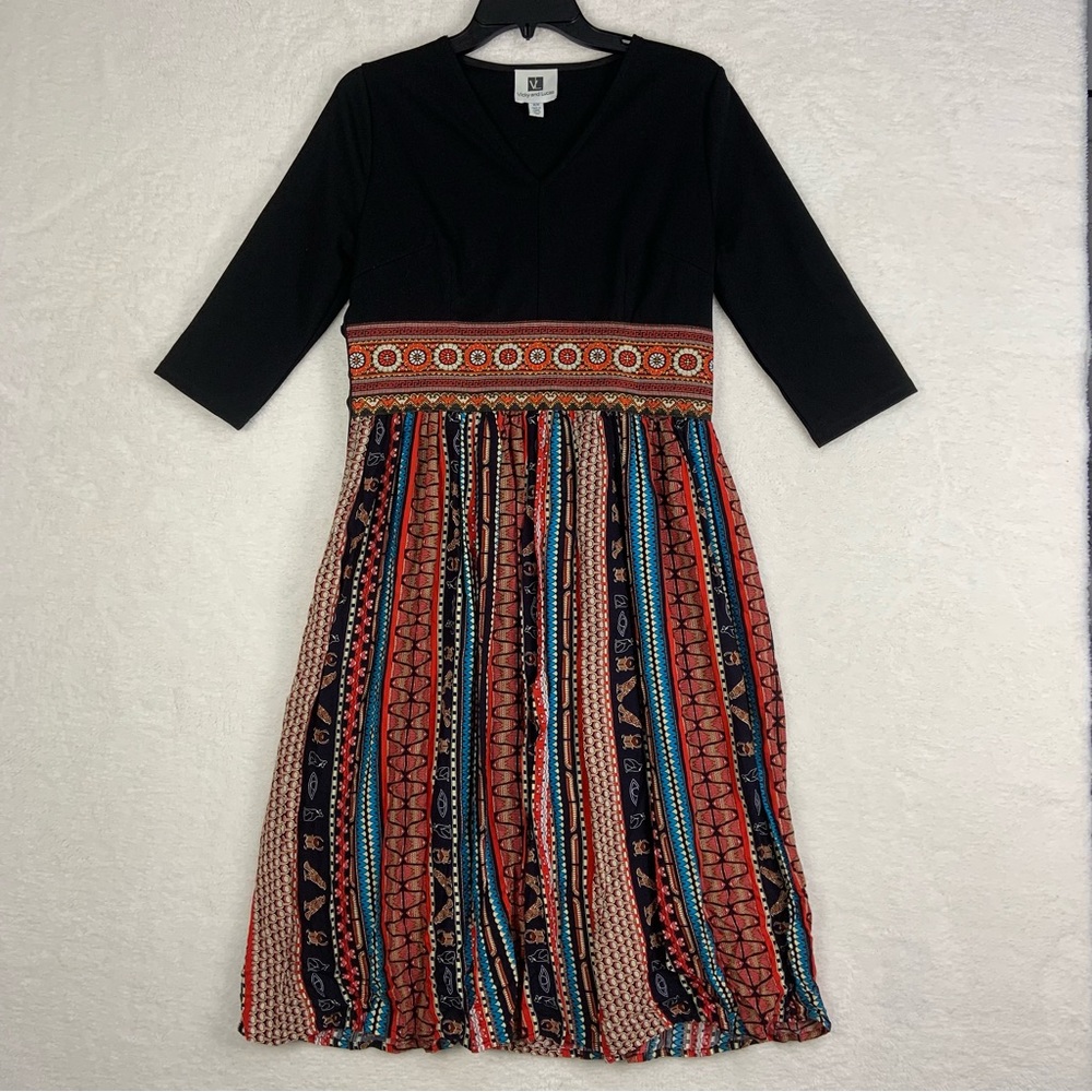 Vicky And Lucas A-Line Dress Fit & Flare Egyptian V-Neck Lined Women’s Size M